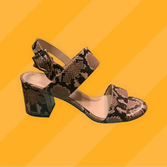 SOLD Cole Haan Avani City Snake Leather Heel Sandals - Picture 2 of 4